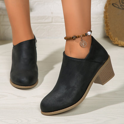 Bottes à talon épais avec fermeture éclair