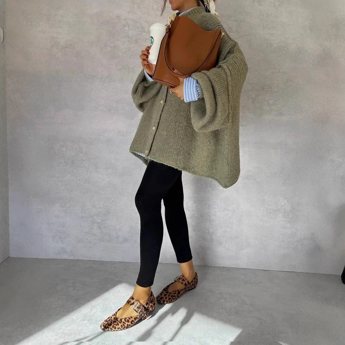 Gilet cardigan décontracté en maille unie - FEMME FATALE