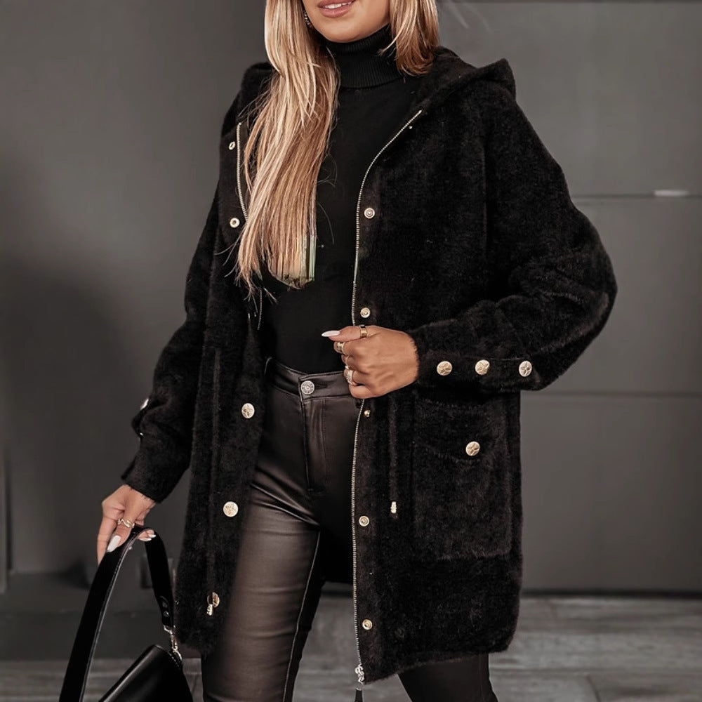Veste Zippée à Capuche avec Ceinture