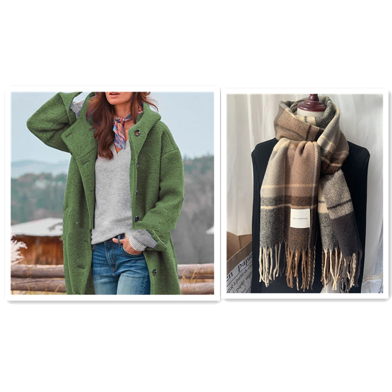 Manteau Long Tweed Épais