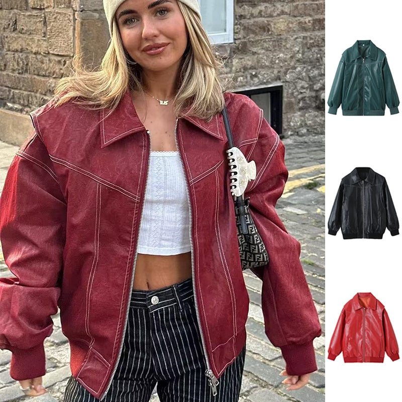 Veste simili cuir zippée