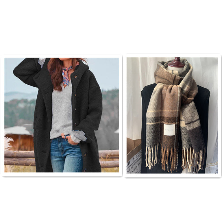 Manteau Long Tweed Épais