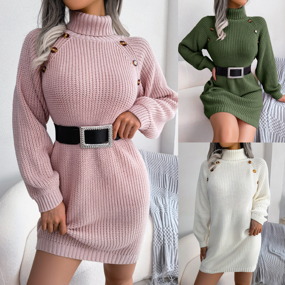 Robe Pull Col Roulé Hiver