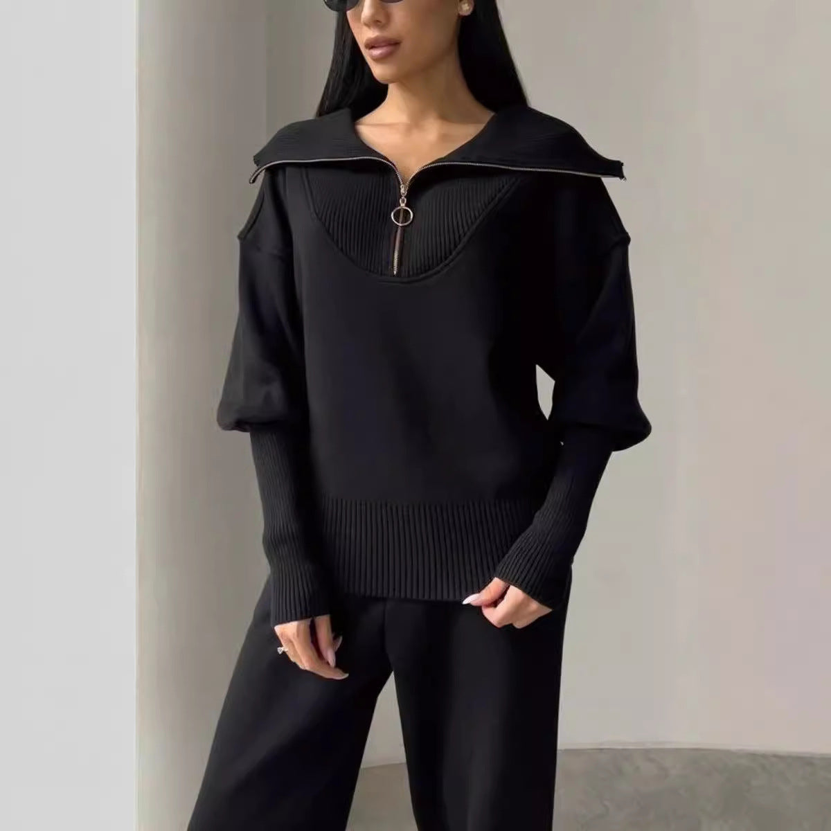 Ensemble Sport Chic à Zip et Cordon