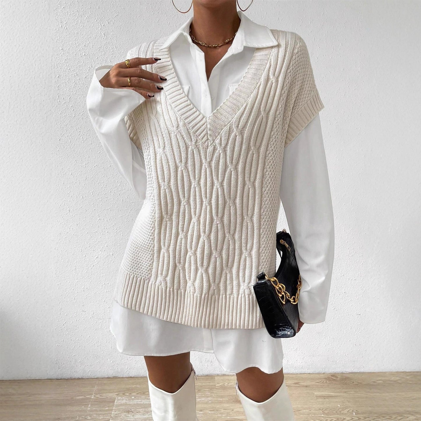 Gilet en tricot ample sans manches