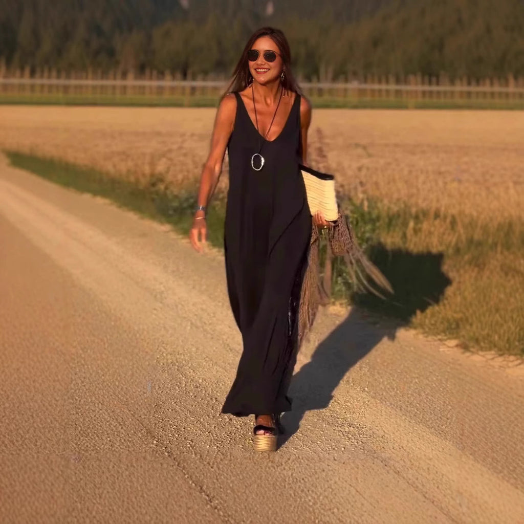 Robe sexy à bretelles et col en V - FEMME FATALE