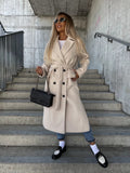 Veste croisée à revers fendue avec ceinture - FEMME FATALE