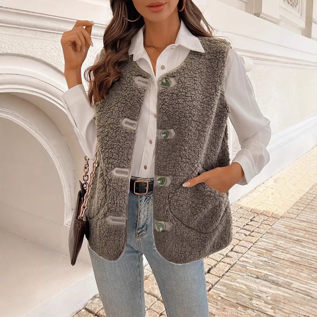 Gilet ample sans manches en fourrure composite intégrée, style coréen - FEMME FATALE