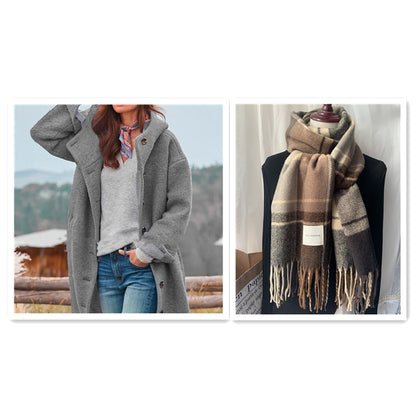 Manteau Long Tweed Épais