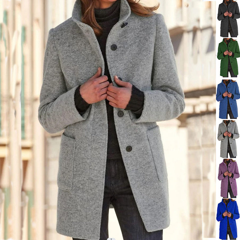 Manteau en laine à col montant - FEMME FATALE