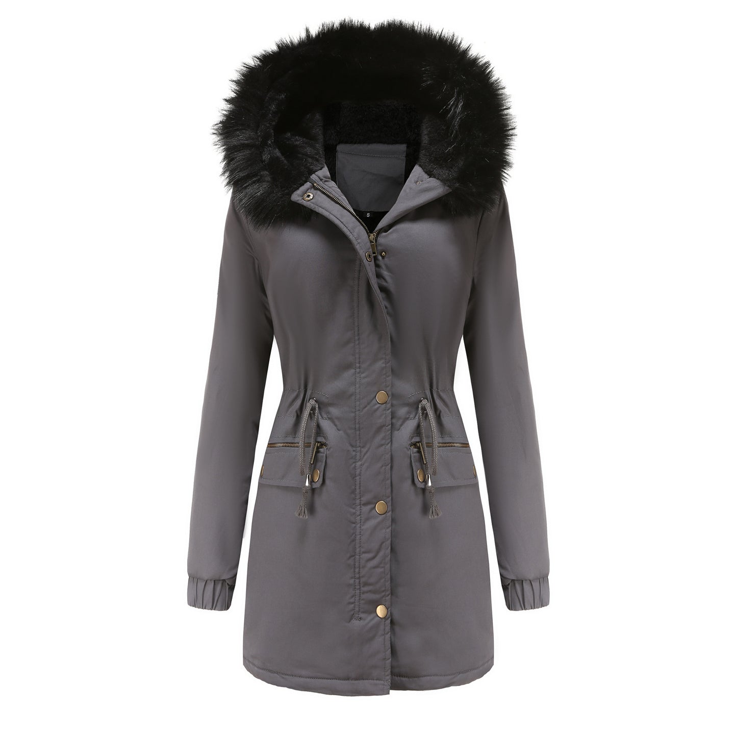 Parka Mi-longue avec Col en Fourrure