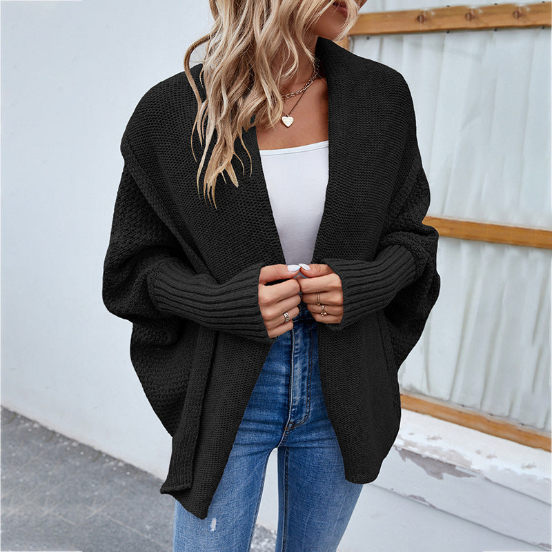 Gilet Tricoté Ample à Manches Chauve-souris - FEMME FATALE